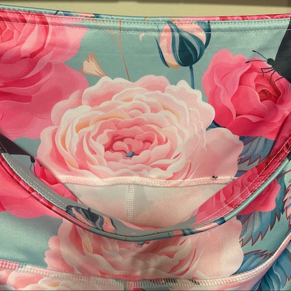 Butterfly Floral Leggings Tights Blue Pink Sz Smal - Picture 7 of 8